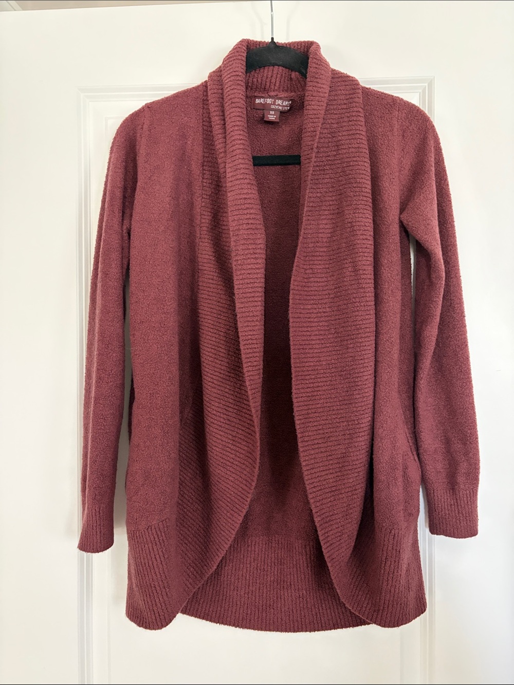 Barefoot Dreams Open-Front Cardigan Sweater - Mauve/Maroon